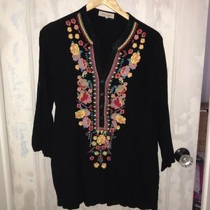 Flower Embroidered Shirt